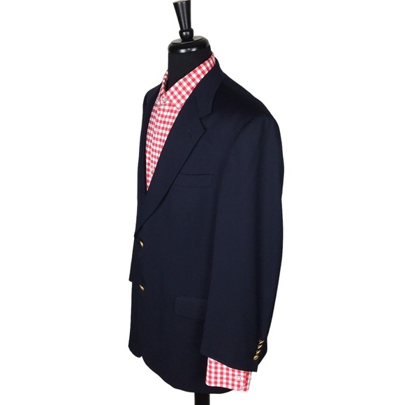 Hart Schaffner Marx Gold Buttons Blue Blazer Wool Sport Coat Jacket Size 44R